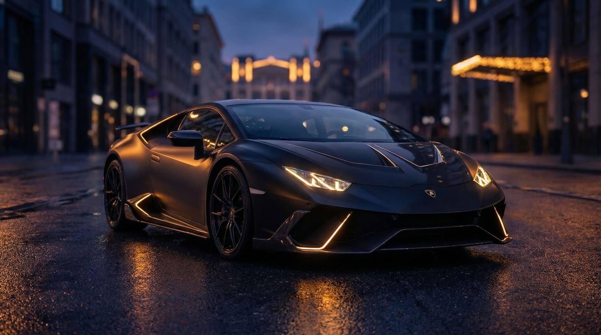 Luxury exotic car on a scenic road — find premium car rentals worldwide